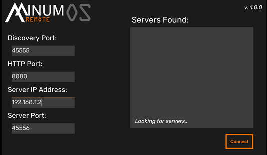 MinumOS Remote page searching for servers